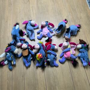 Vintage Disney‎ Store Eeyore Plush Lot Cupid Butterfly Cowboy Reindeer Bean Bag